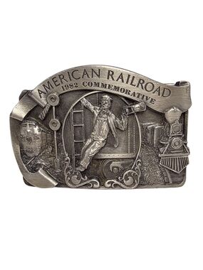 Vintage 1982 Arroyo American Railroad Train Conductor Commemorative Belt Buckle